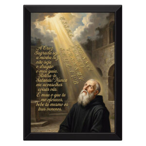 Quadro São Bento Com Oração Luz Divina