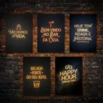 Kit Barzinho All Black 5 Placas Decorativas Para Bares Estabelecimentos Área Gourmet Presente Bebidas-2
