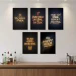 Kit Barzinho All Black 5 Placas Decorativas Para Bares Estabelecimentos Área Gourmet Presente Bebidas-3