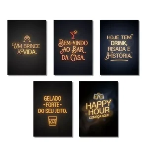 Kit Placas Decorativas Barzinho All Black