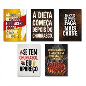 Kit Placas Decorativas Cantinho do Churrasco