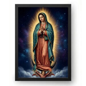 Quadro Nossa Senhora de Guadalupe Fundo Estrelas Noite