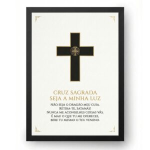 Quadro São Bento Oração da Cruz Sagrada Crucifixo Fundo Branco