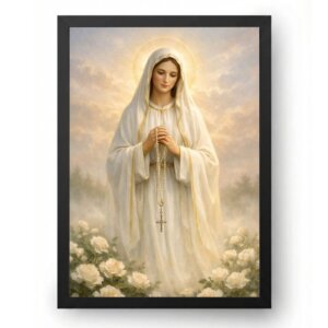 Quadro Nossa Senhora de Fátima Orando Floral