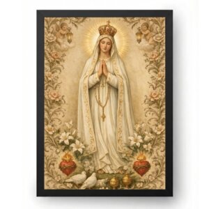 Quadro Nossa Senhora de Fátima Terço Orando