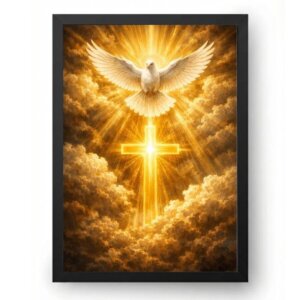 Quadro Espírito Santo Com Cruz E Raios Divinos