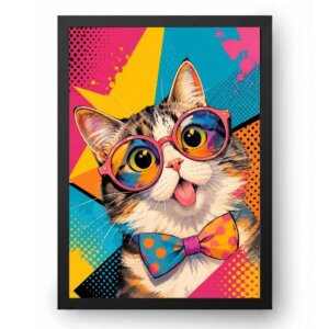 Quadro Gato Pop Art Divertido