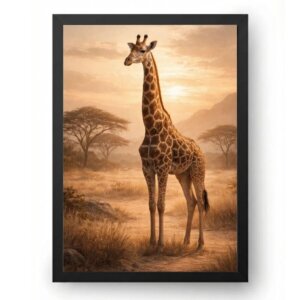 Quadro Girafa Africana Sofisticada ao Pôr do Sol