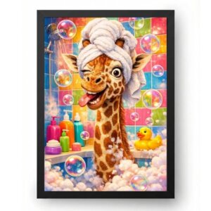 Quadro Girafa Maluca Toalha Na Cabeça