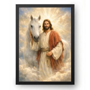 Quadro Jesus Com Cavalo Céu Celestial