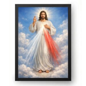Quadro Jesus Misericordioso Fundo Azul Celestial