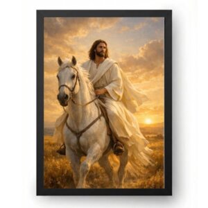Quadro Jesus Em Cavalo Branco Nascer do Sol