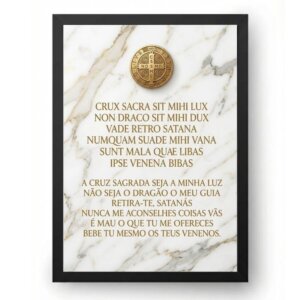 Quadro Medalha de Sâo Bento Fundo Mármore Branco