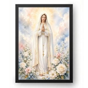 Quadro Nossa Senhora De Fátima Aquarela Floral