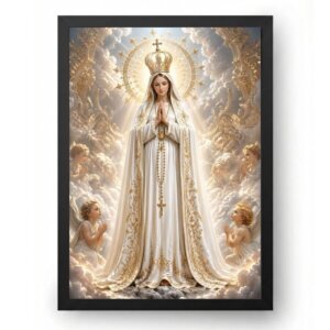 Quadro Nossa Senhora De Fátima Com Coroa Barroca Luxo