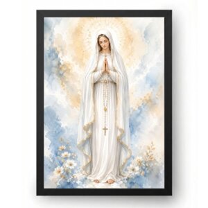 Quadro Nossa Senhora De Fátima Contemporânea Aquarela Moderna