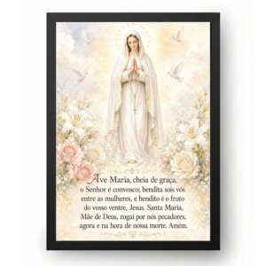 Quadro Oração Ave Maria Aquarela Suave
