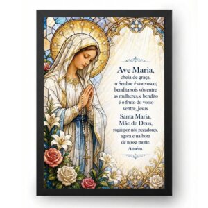 Quadro Oração Ave Maria Estilo Vitral