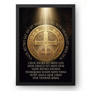 Quadro Oração de São Bento Latim Com Medalha