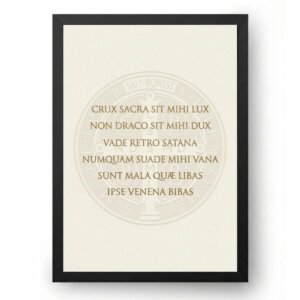 Quadro Oração de São Bento Latim Fundo Bege