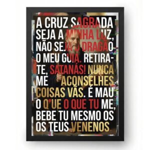 Quadro Oração de São Bento Poderoso Católico Com Letras