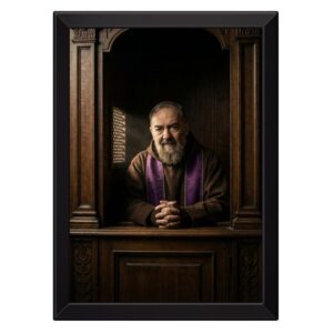 Quadro Padre Pio no Confessionário