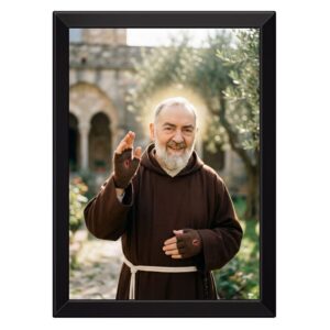 Quadro Padre Pio No Jardim Com Chagas Nas Mãos