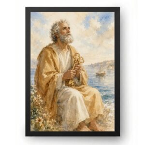 Quadro São Pedro Aquarela Suave com Chaves