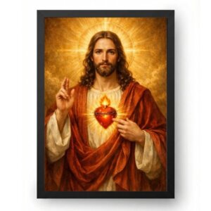 Quadro Sagrado Coração de Jesus Dourado