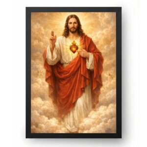 Quadro Sagrado Coração de Jesus com Céu Celestial