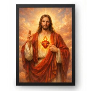Quadro Sagrado Coração de Jesus nas Nuvens Celestes
