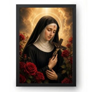 Quadro Santa Rita de Cássia Devocional com Milagres e Fé