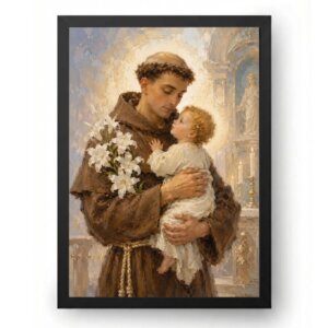 Quadro Santo Antônio Aquarelado Menino Jesus