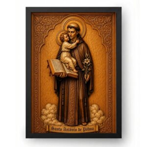 Quadro Santo Antônio de Pádua Estilo Madeira