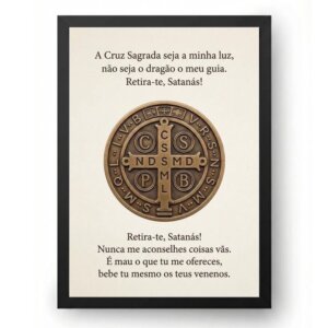 Quadro São Bento A Cruz Sagarada Seja Minha Luz
