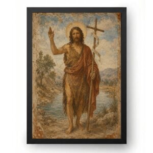 Quadro São João Batista Estilo Afresco Antigo