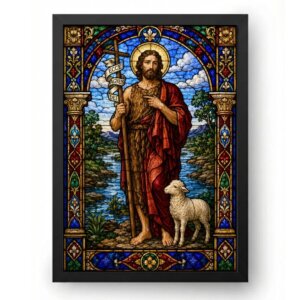 Quadro São João Batista em Vitral de Igreja