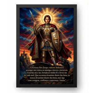 Quadro São Jorge Com Oração Poderosa De Proteção