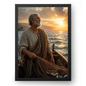 Quadro São Pedro Pescador no Mar da Galileia