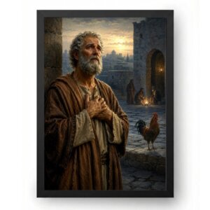 Quadro São Pedro com Galo ao Amanhecer