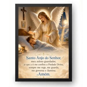 Quadro Oração Anjo da Guarda Criança Dormindo
