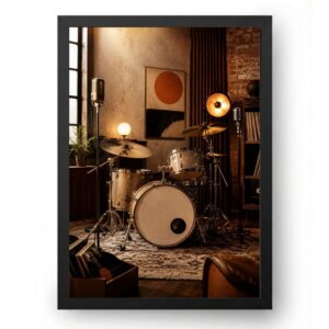 Quadro Bateria Ritmo Retrô Contemporâneo