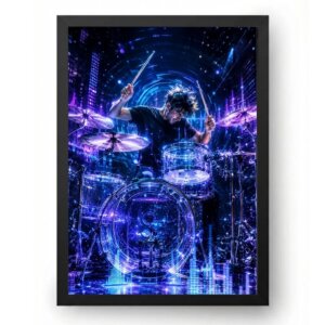 Quadro Baterista Solo Futurista