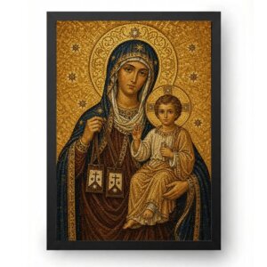 Quadro Nossa Senhora do Carmo em Mosaico Bizantino