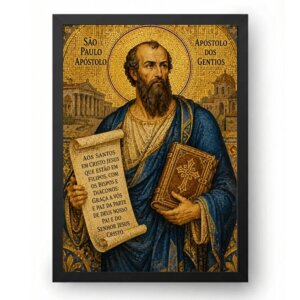 Quadro Apóstolo Paulo em Mosaico Bizantino