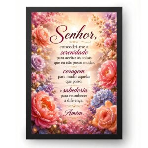 Quadro Oração da Serenidade Floral Delicada
