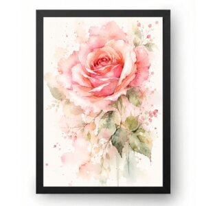 Quadro Rosa Aquarelada Delicada
