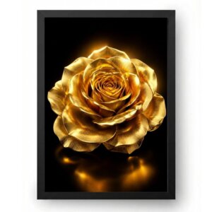 Quadro Rosa Dourada Luxo