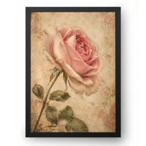 Quadro Rosa Vintage Romântica