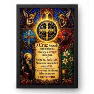Quadro Oração Medalha São Bento Vitral